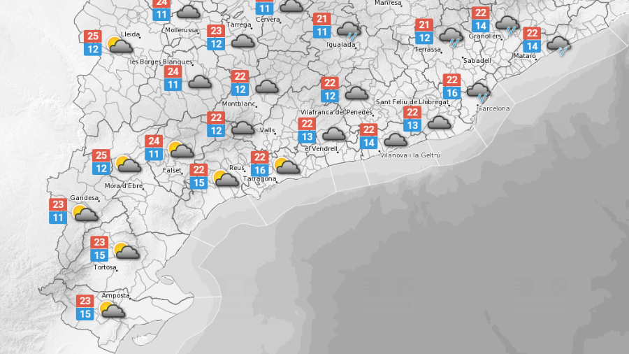 La predicció meteorològica d'aquest dissabte a Tarragona. FONT: Meteo.cat