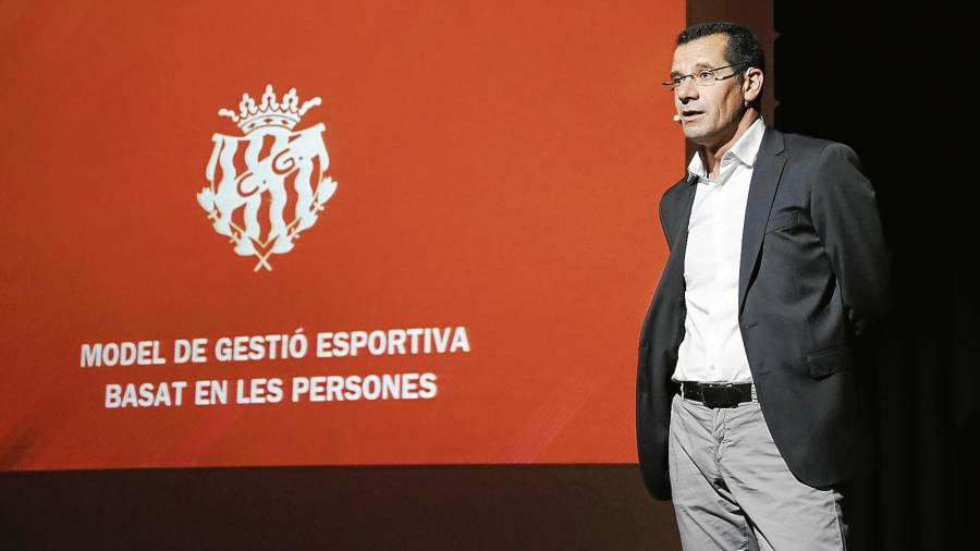 Sergi Parés durante la presentación de su modelo de gestión deportiva como nuevo director deportivo del Nàstic. Foto: Nàstic