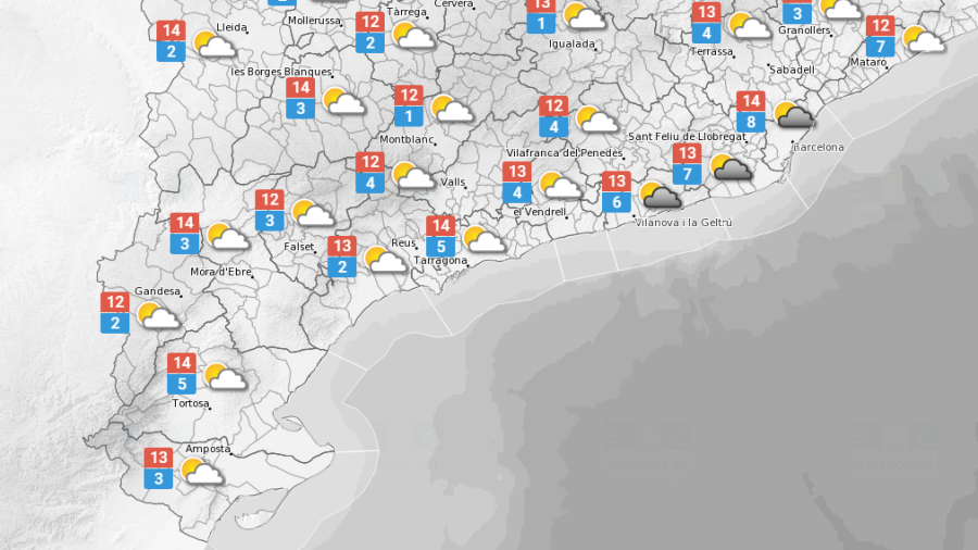 La predicció meteorològica d'aquest dijous a Tarragona. FONT: Meteo.cat