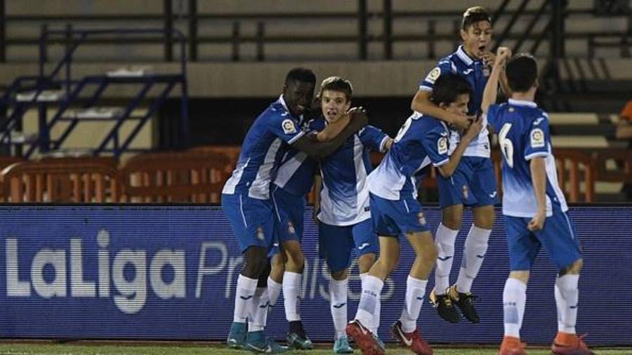 Los jugadores del Espanyol celebran un gol de Pol Fortuny. Foto: Liga Promises