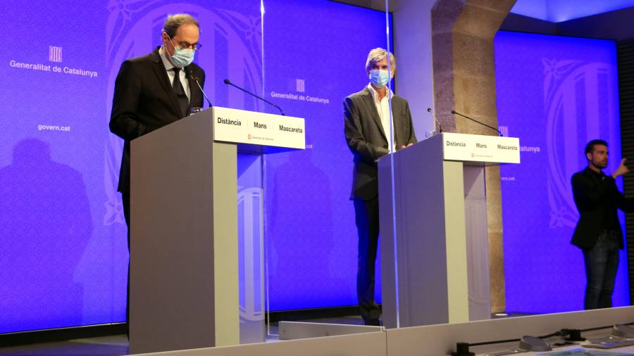 El presidente de la Generalitat, Quim Torra, y el secretario de Salut Pública, Josep Maria Argimon. Foto: ACN