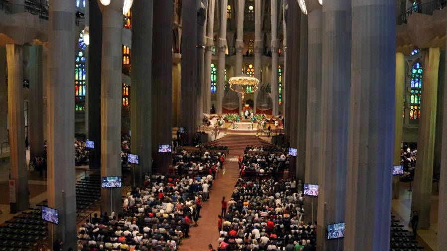 Imatge general de la missa celebrada a la Sagrada Família aquest 20 d'agost de 2017. Foto: ACN
