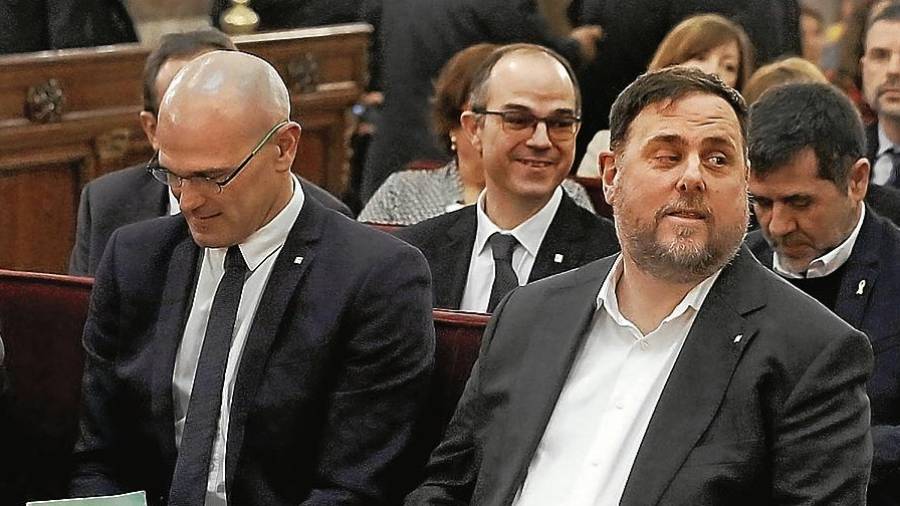 Raül Romeva, Oriol Junqueras, Jordi Turull i Jordi Sànchez, al Tribunal Suprem. FOTO: ACN