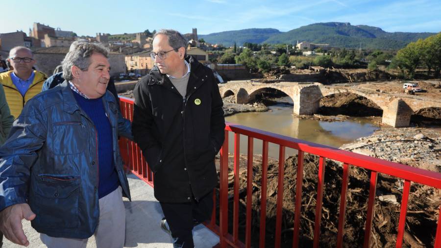 Pep Andreu, alcalde de Montblanc, y Quim Torra, president de la Generalitat. FOTO: ACN