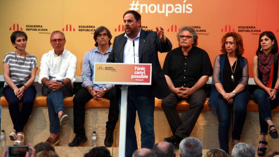 El president d'ERC, Oriol Junqueras, durant el míting dels republicans celebrat el 20 de juny del 2016 a Lleida. FOTO: ACN