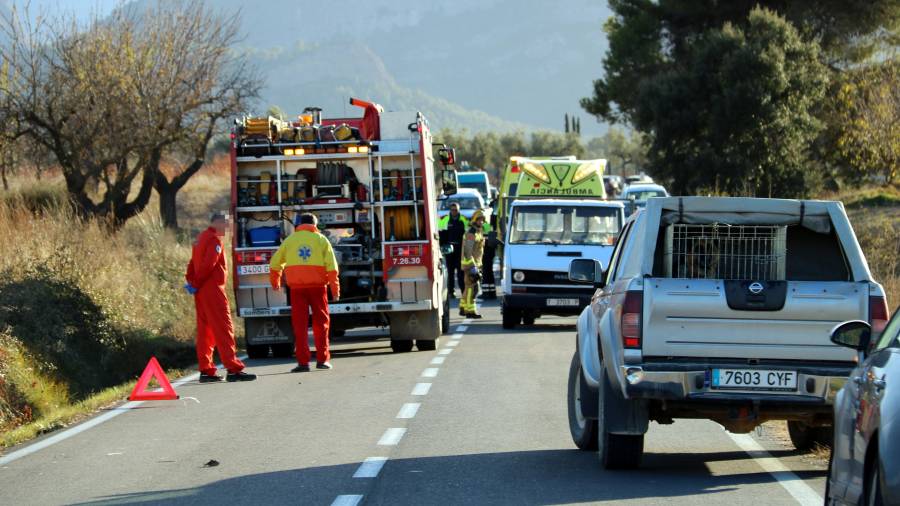Accident del 9 de desembre passat a la carretera T-334 a Horta de Sant Joan. FOTO: ACN
