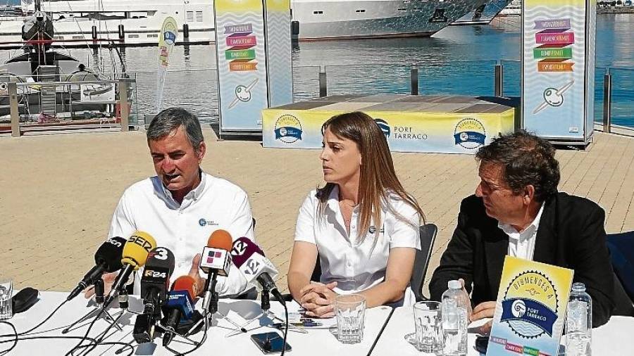 El director general de Port Tarraco, Marc Colls; la jefa de marketing, Mireia Pérez, y el director comercial, Javier González. Foto: Cedida