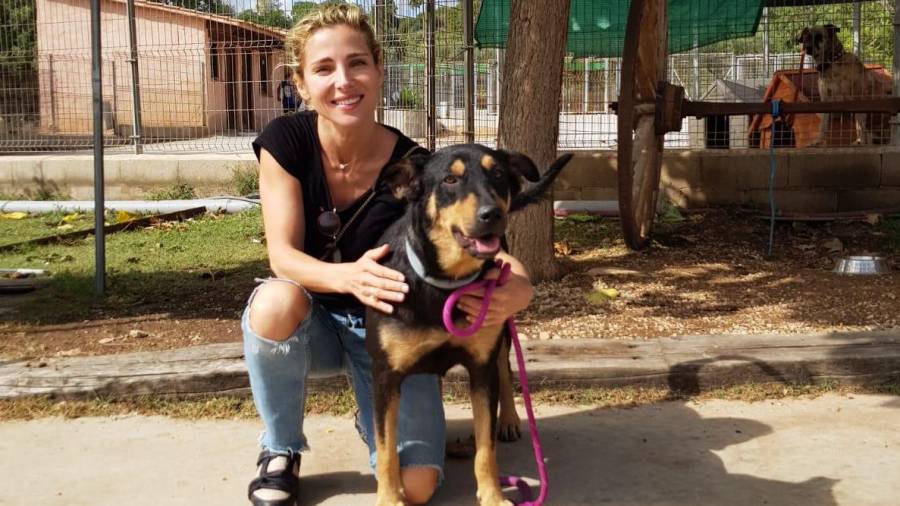 Elsa Pataki, con uno de los perros que paseó en la Protectora. FOTO: Protectora de Torredembarra