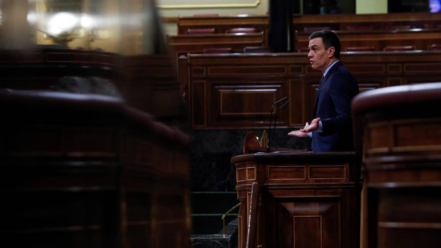Pedro Sánchez, durante su intervención en el Congreso. Foto: EFE