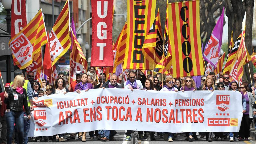 Una manifestación por los derechos laborales en Tarragona. FOTO: A.González