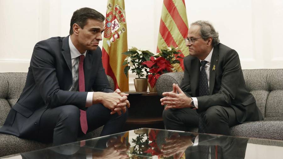 Pedro Sánchez y Quim Torra, el 20 de diciembre de 2018. foto: andreu dalmau/efe