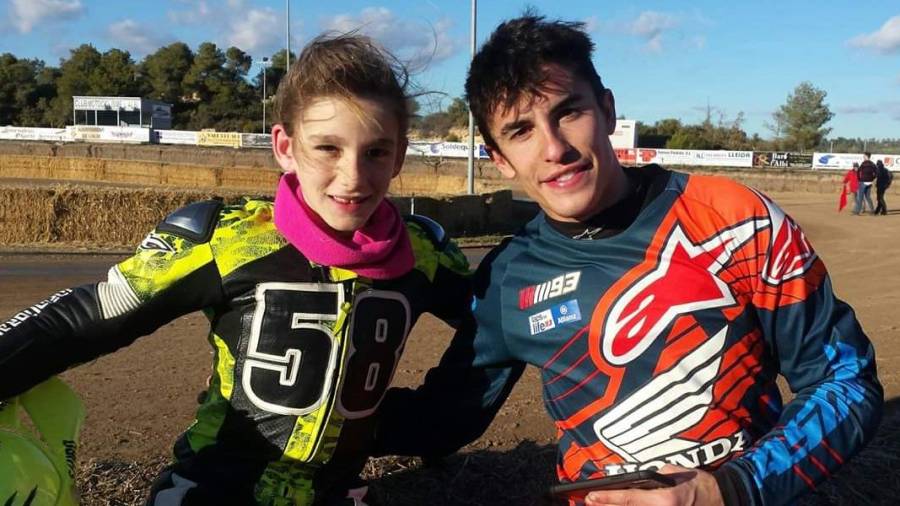 Paola Ramos y Marc Márquez coincidieron en un entrenamiento de motocross hace un tiempo. FOTO: Lucía Blanco