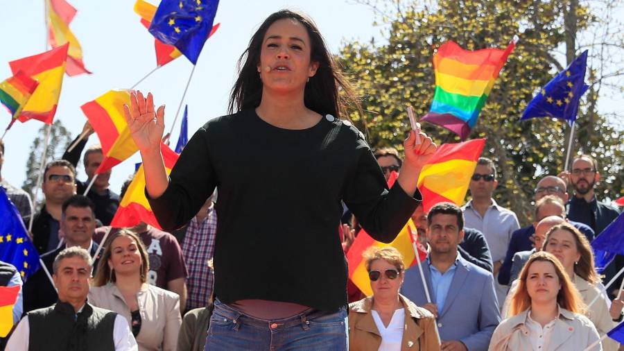 La candidata al Ayuntamiento de Madrid por Cs, Begoña Villacís, hoy en un acto en Madrid. FOTO: EFE