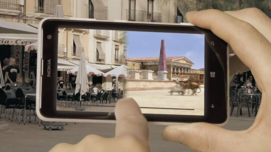 Una captura de la aplicación Imageen, que permite ver cómo eran algunos lugares de la Tarragona romana en el móvil o la tablet. Foto: dt