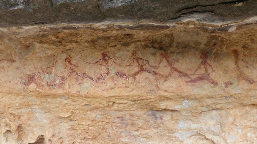 Les pintures rupestres es troben en un molt bon estat de conservació al Cocó de la Gralla de Mas de Barberans.