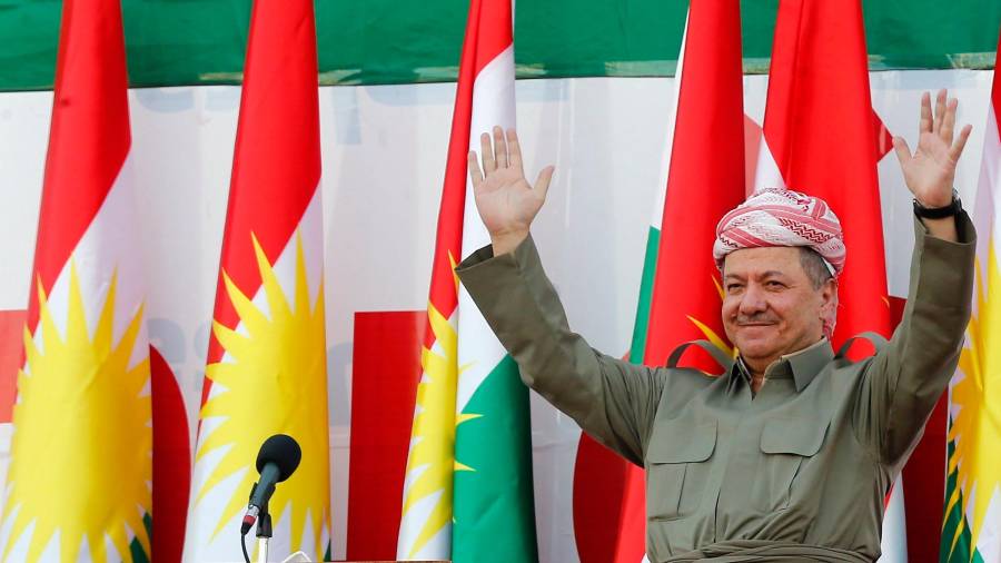 El presidente de la región autónoma del Kurdistán iraquí, Masud Barzani, en un acto de campaña en Erbil (Irak), el viernes. Foto: mohamed messara/efe