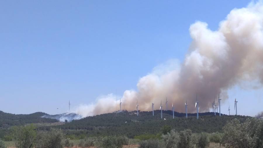 Fotografia de l'incendi del Perelló des de la carretera. FOTO: ACN