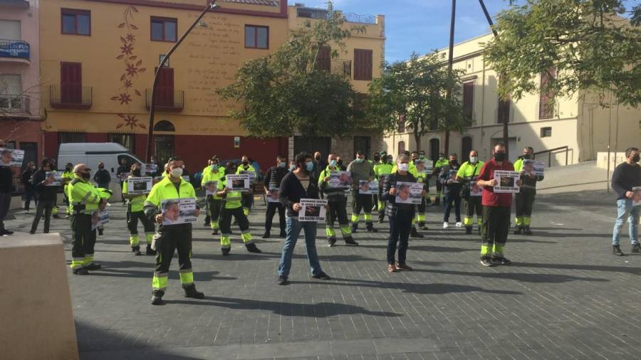 Trabajadores de EcoBP en una protesta contra la municipalización.