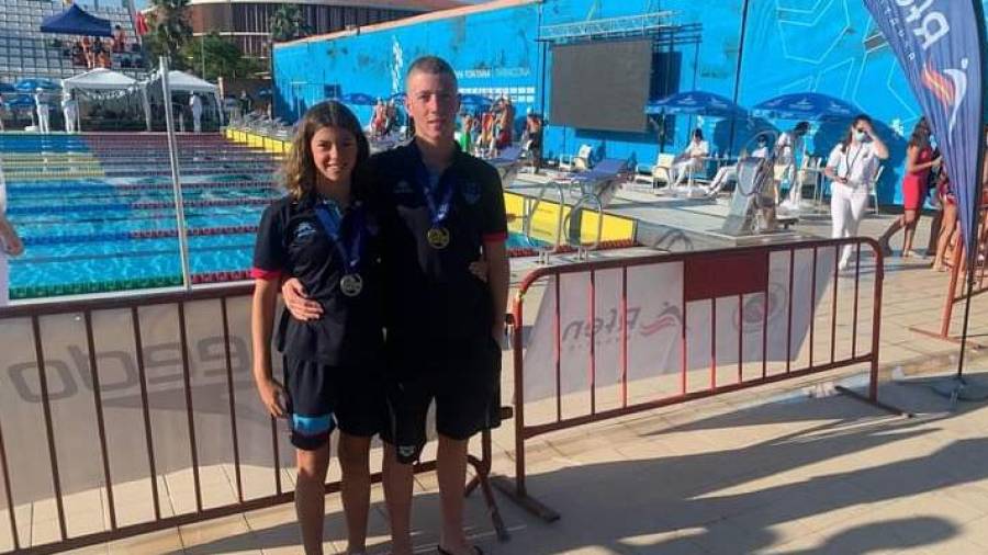 Los hermanos Rosell en la segunda jornada del Campeonato de España de natación alevín