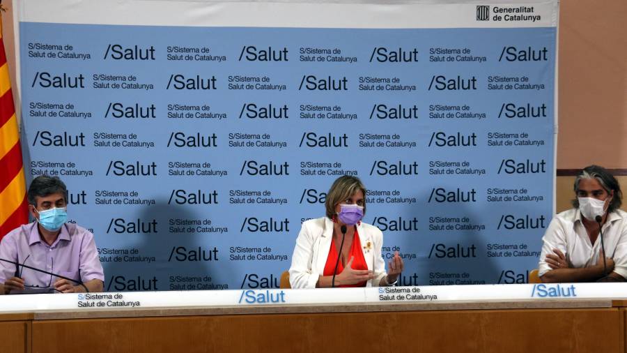 La consellera Vergés durante la rueda de prensa de este miércoles. Foto. ACN