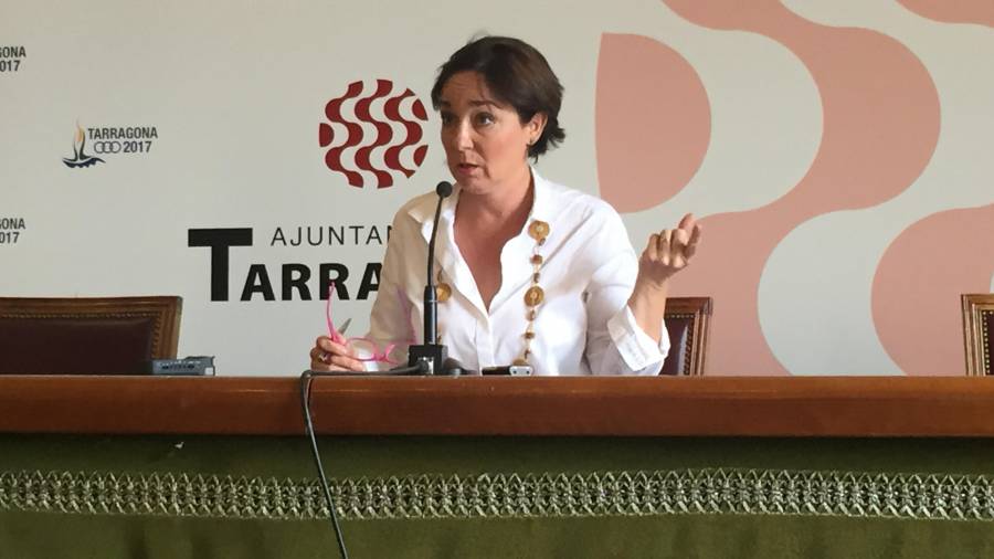 Bego&ntilde;a Floria, presidenta de la EMT esta ma&ntilde;ana en el Ayuntamiento de Tarragona. Foto: C.P