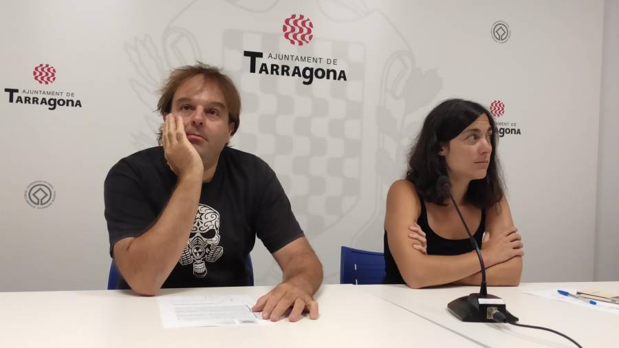 Marc Ferré y Eva Miguel Gascón, durante la comparecencia de prensa