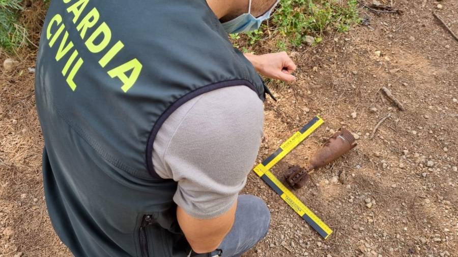 El mortero encontrado en Tarragona el pasado 16 de octubre. FOTO: Guardia Civil