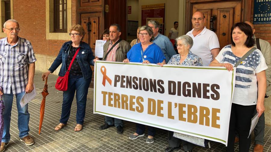 El grup que va entregar ahir més de 500 signatures a l’Ajuntament de Tortosa. FOTO: M. Pallás