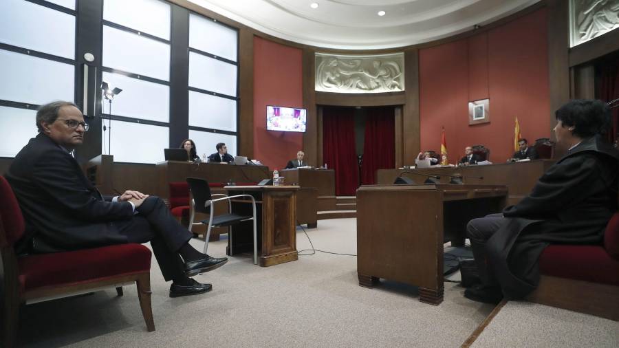 El presidente de la Generalitat, Quim Torra, en el Tribunal Superior de Justicia de Catalunya. EFE