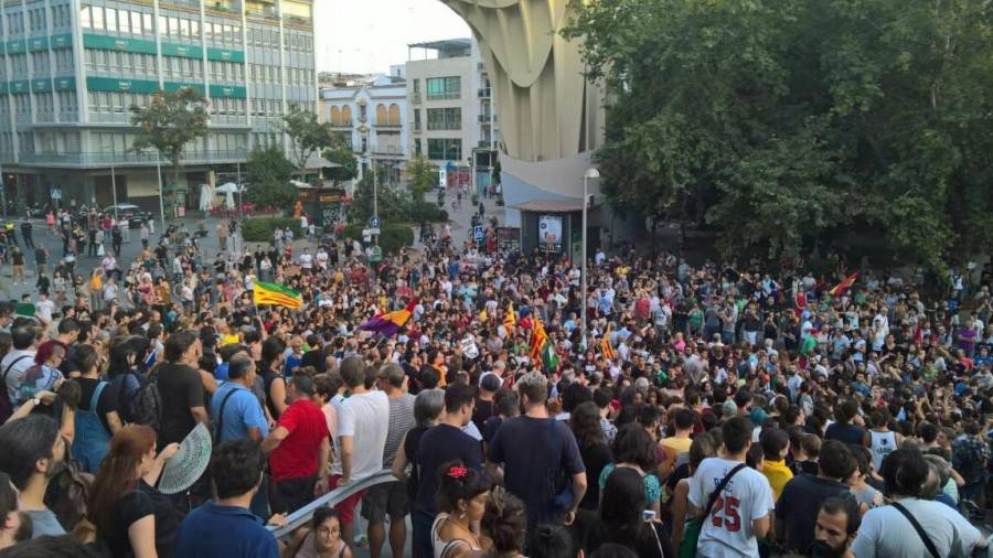 Imagen de la manifestación contra la represión que hubo el domingo en Sevilla. Foto: Cedida