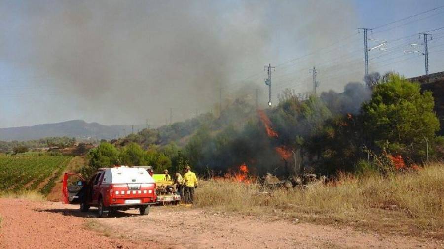 Extinció del foc d'avui de l'Espluga. Foto: Bombers de la Generalitat