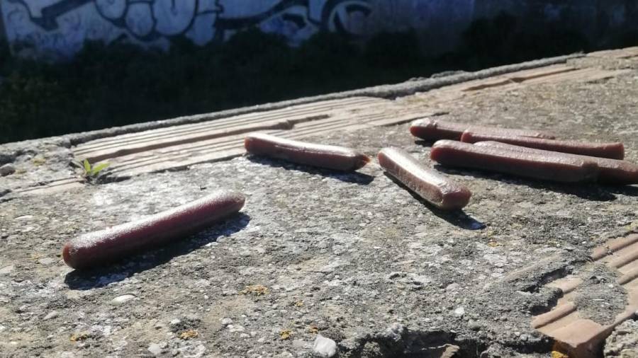 Las salchichas con clavos encontradas en Cunit.