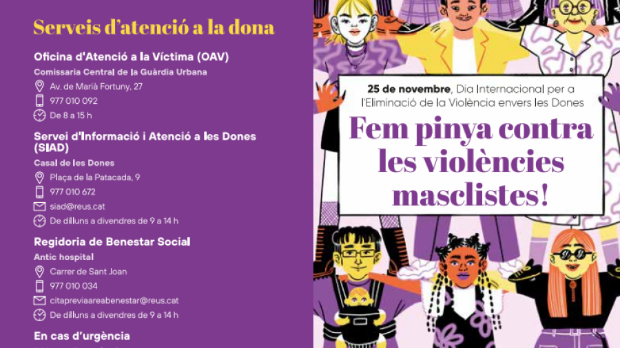 El programa para conmemorar el Día contra la Violencia ante las mujeres. AJUNTAMENT DE REUS