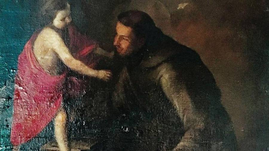 Imatge del quadre ‘Sant Antoni de Pàdua amb el nen’ que es troba a la col·lecció privada del monestir de Poblet. FOTO: cedida