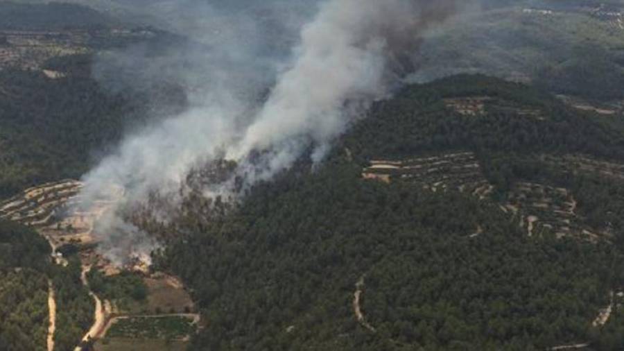Imatge aèria de l'incendi. Foto: Bombers de la Generalitat