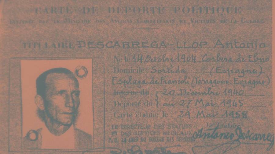 Carta de deportat polític d'Anton Descarrega.