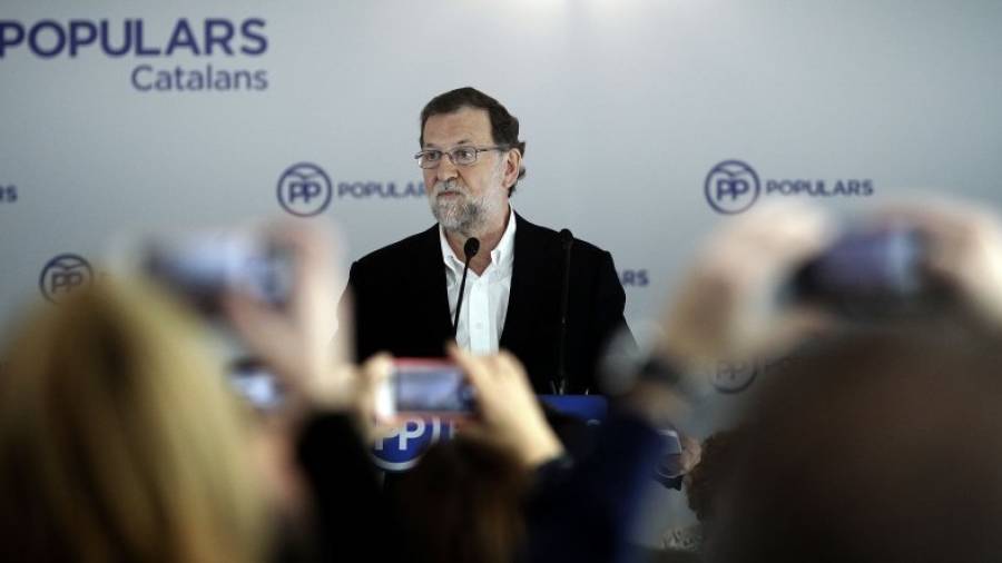 El president del Govern espanyol, Mariano Rajoy, durant la seva intervenció a la junta directiva del PP català. EFE/Alberto Estévez