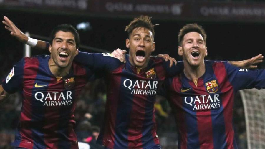 Luis Suárez, Neymar JR y Leo Messi se han convertido en la delantera más temida de Europa. Foto: EFE