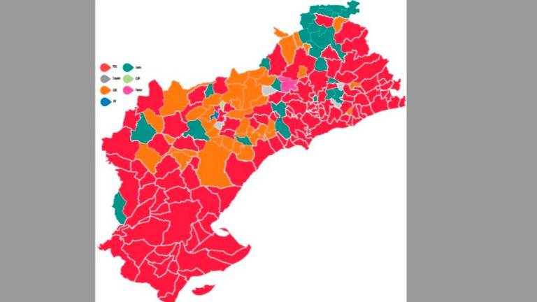 $!Mapa de la demarcación de Tarragona con los partidos que han ganado en cada municipio
