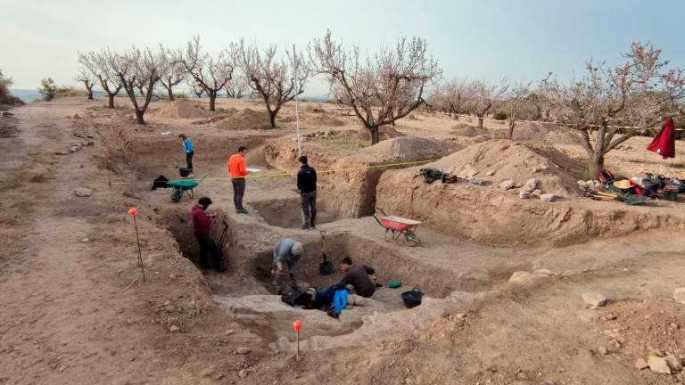 Excavació del jaciment al fortí romà de la Costa de la Serra. Foto: Cedida.