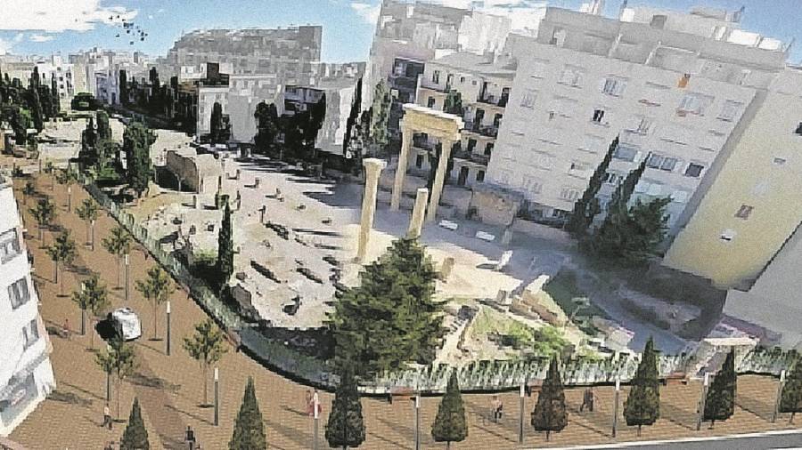 Imagen virtual de cómo quedarán las calles Lleida y Cardenal Cervantes cuando la Illa Corsini sea una realidad. foto: Pdecat