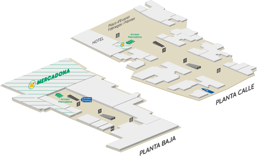 Distribución del Passeig Comercial El Pallol con el supermercado y el hotel. FOTO: Cedida Distribución del Passeig Comercial El Pallol con el supermercado y el hotel. FOTO: Cedida